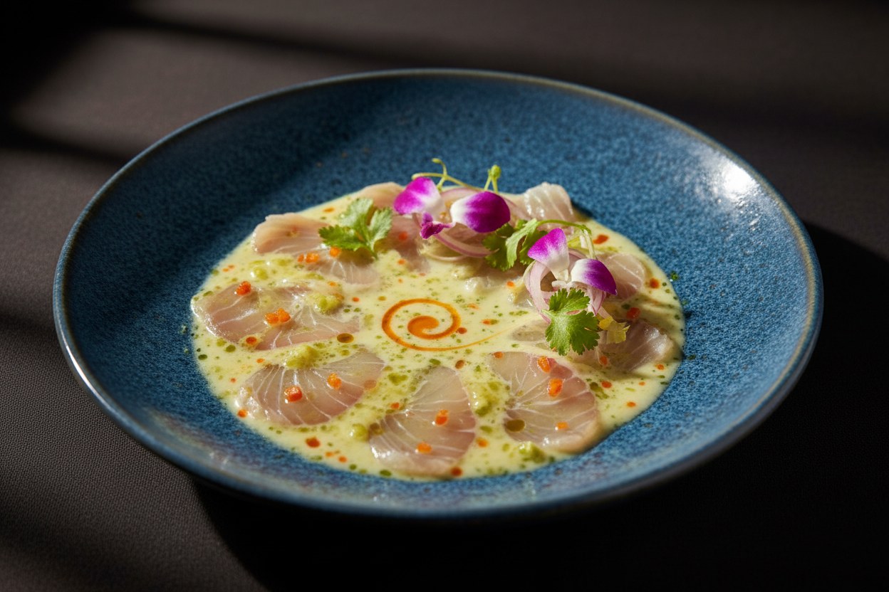 Tiradito de bonito con leche de tigre de tumbo