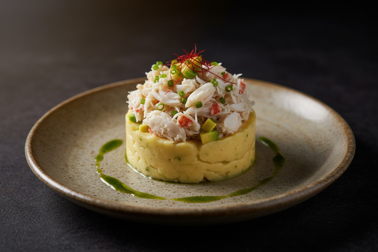 Causa de pallar iqueño con cangrejo