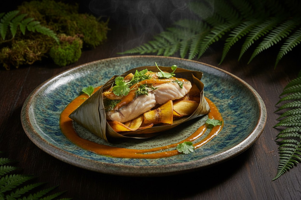 Paiche amazónico con plátano y cocona